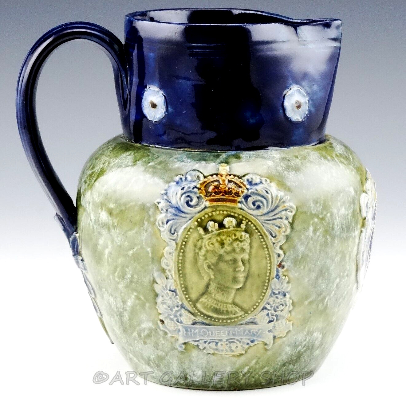 Antique Royal Doulton STONEWARE PITCHER KING GEORGE V QUEEN MARY CORONATION 1911