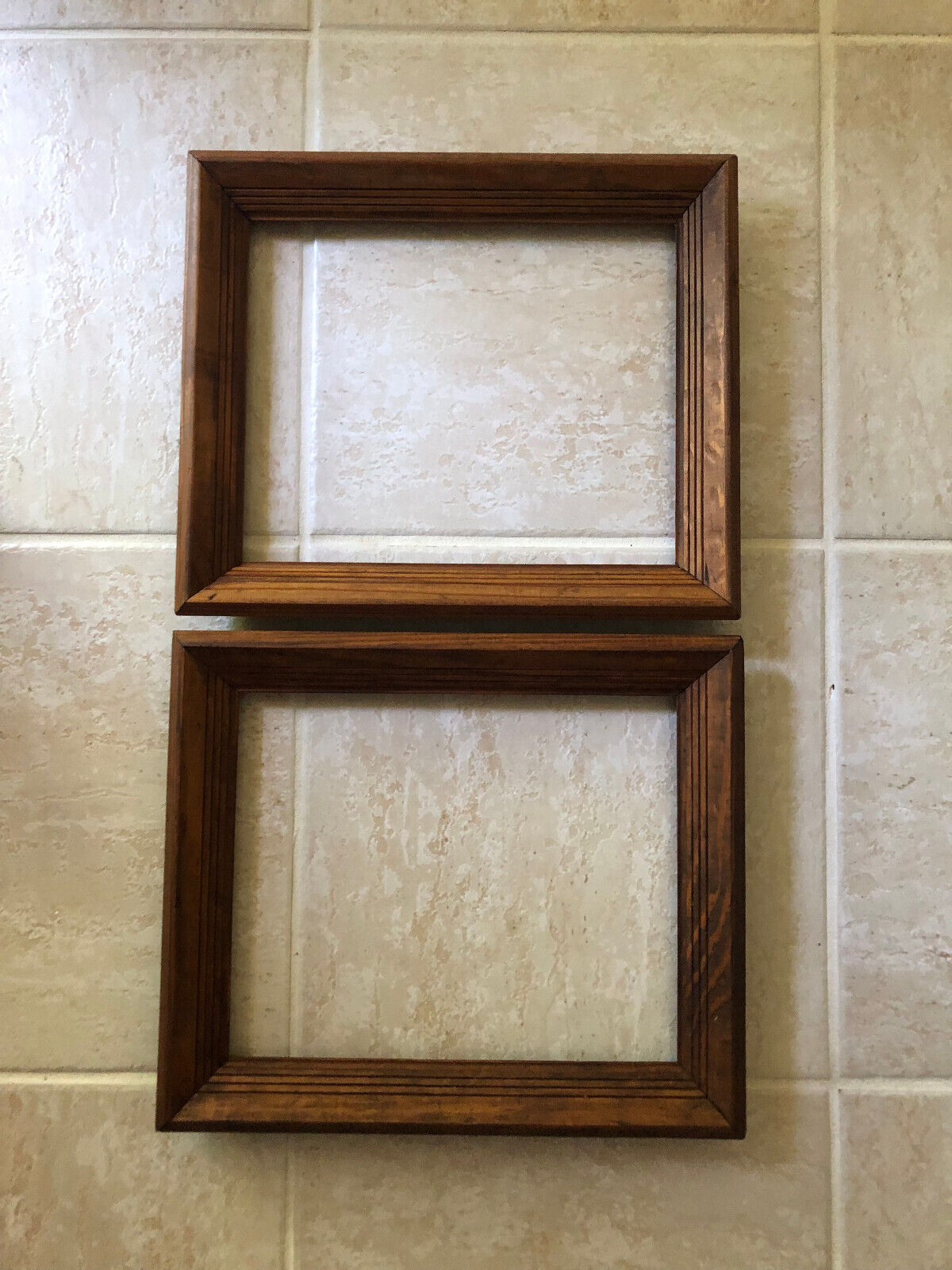 Pair (2) Vintage 1960's-70s Solid Wood Picture Frames, Hold 9 x 11