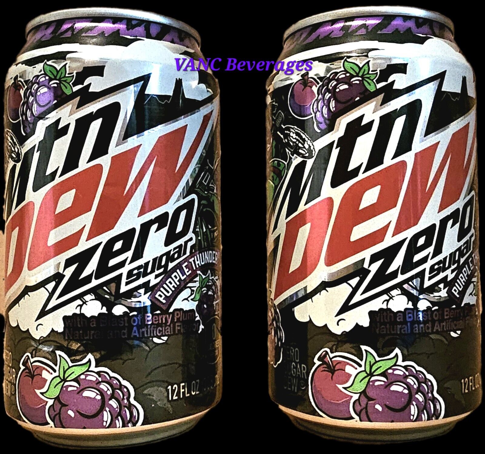 ALL NEW Mountain Dew Purple Thunder ZERO SINGLE CANS 2x12oz.  BB 7/24