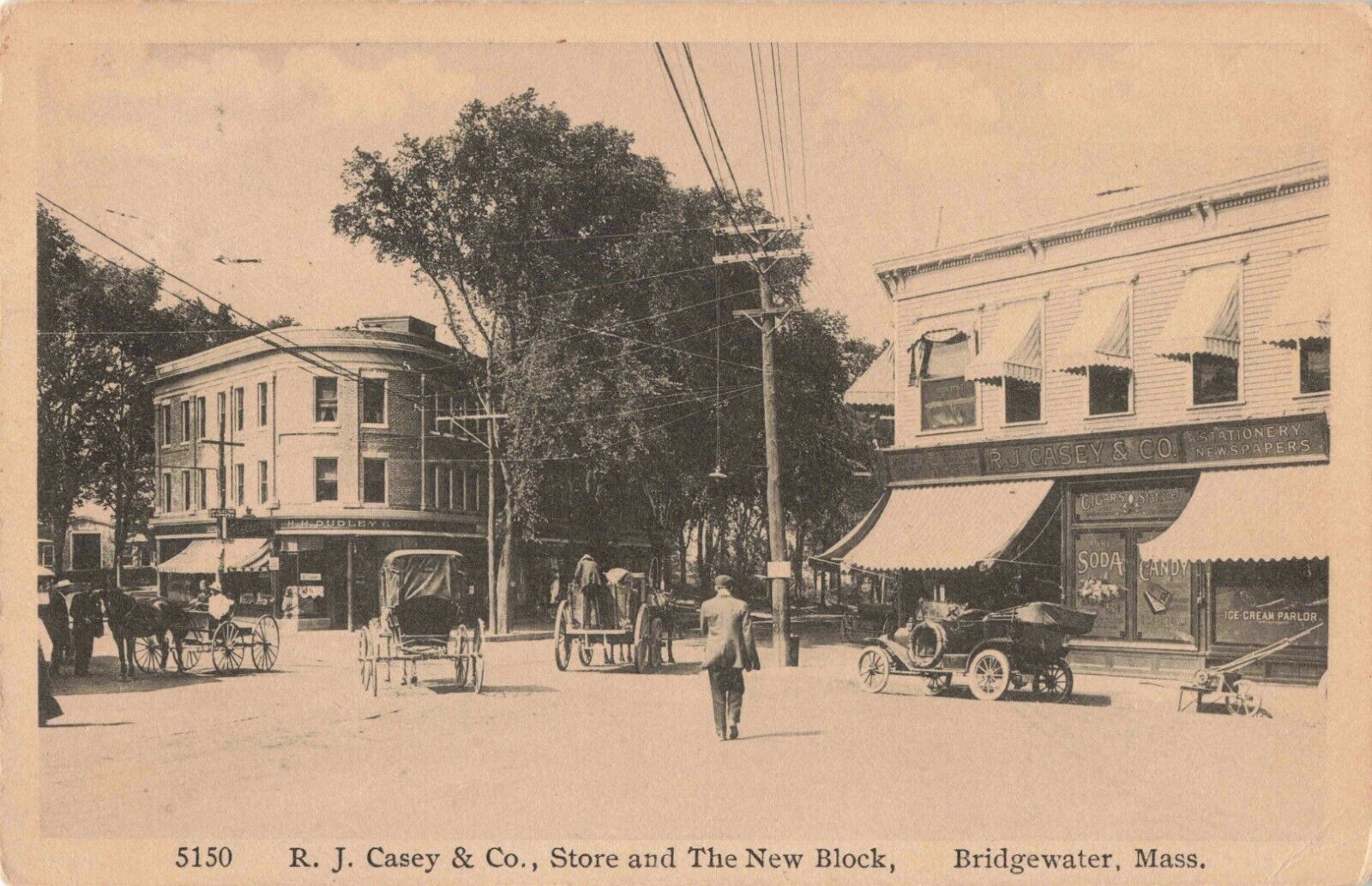 RJ Casey & Co Store & New Block Bridgewater Massachusetts Ice Cream Parlor 1929