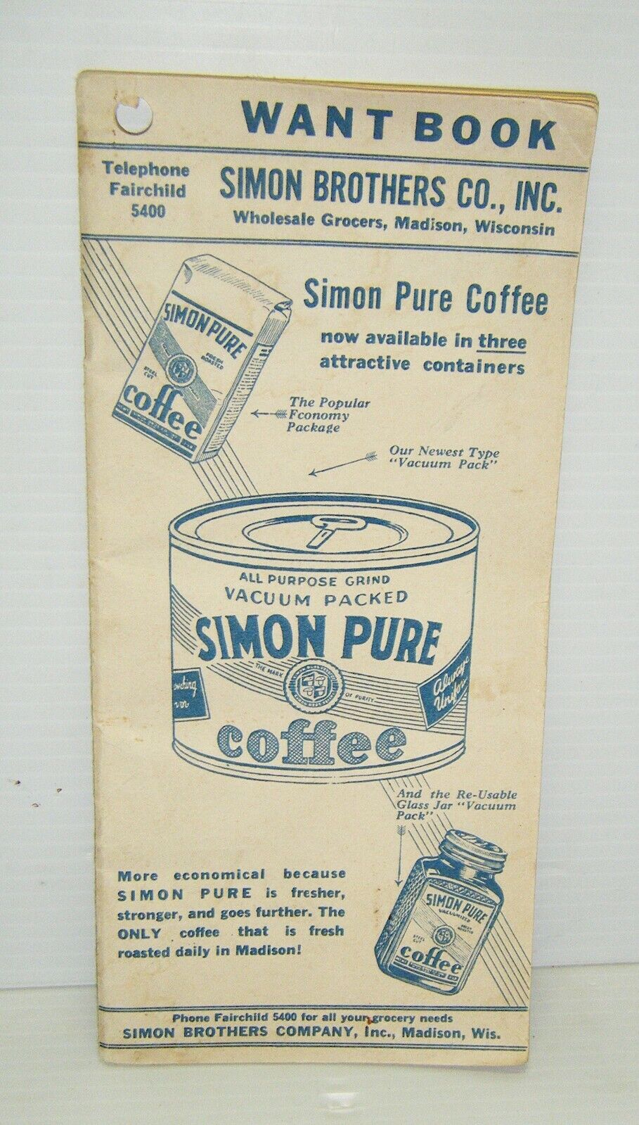 Vintage Simon Brothers Co. Pure Coffee Want Booklet