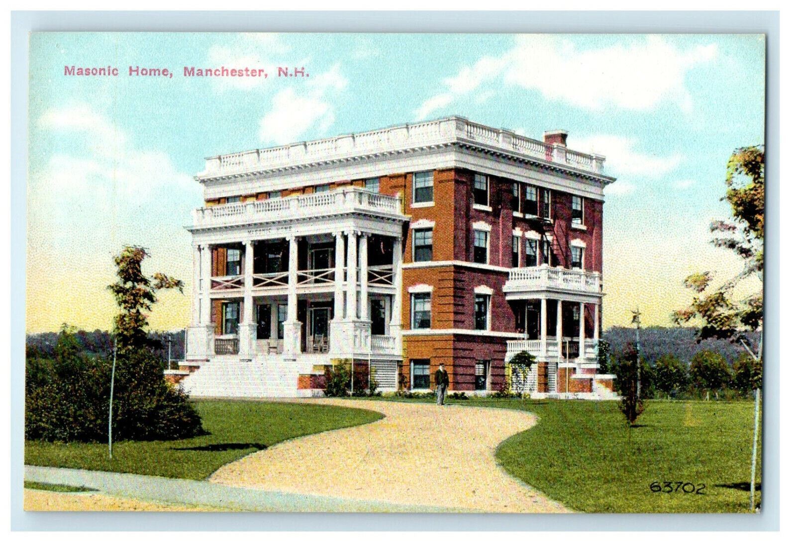c1910s Front View, Masonic Home, Manchester New Hampshire NH Unposted Postcard