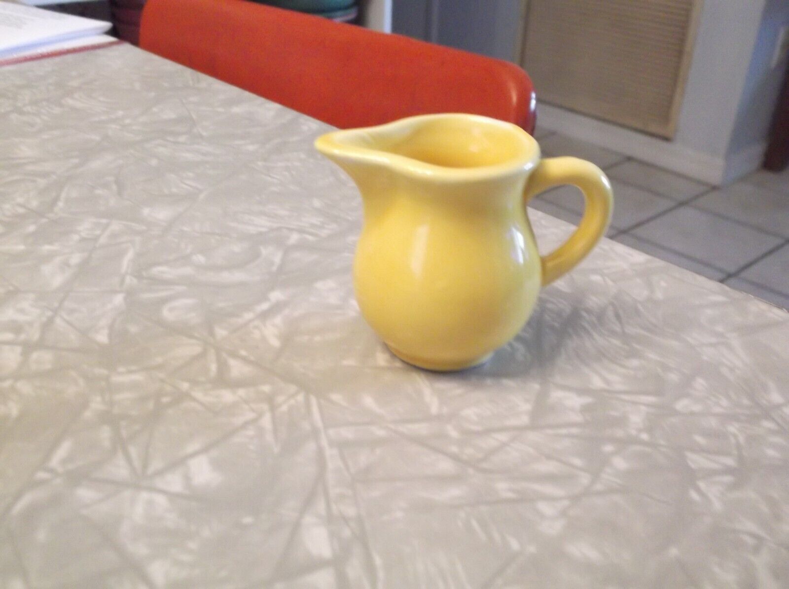 Vintage Mini Yellow Ceramic Pitcher 2 1/4 In Tall