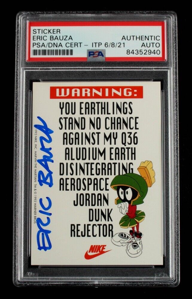 Eric Bauza Voice Actor Signed 1993 Nike Marvin The Martian Sticker PSA M