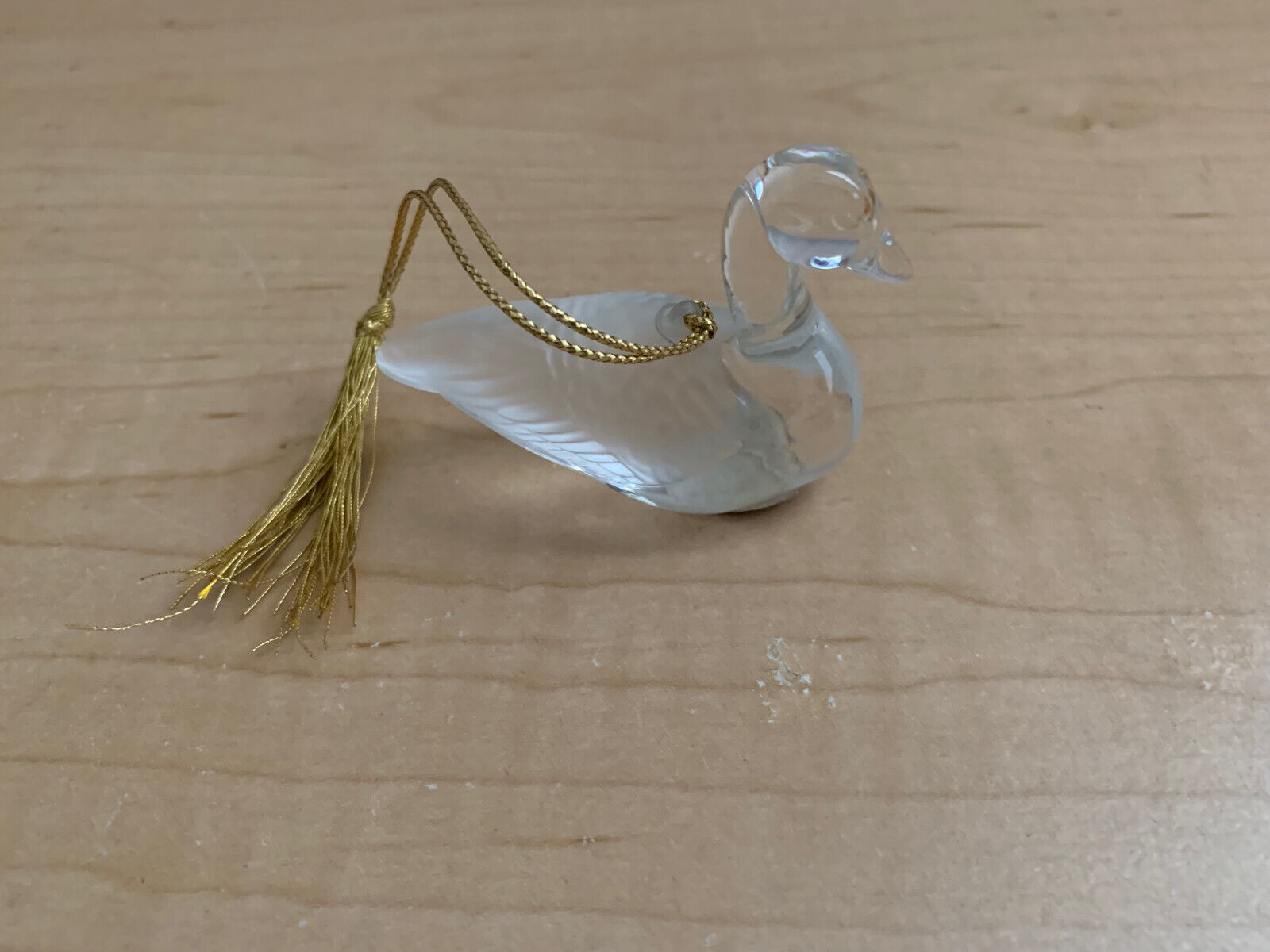 1990 LENOX Crystal Christmas Goose Ornament/Figure w/Gold Tassel 2.5\
