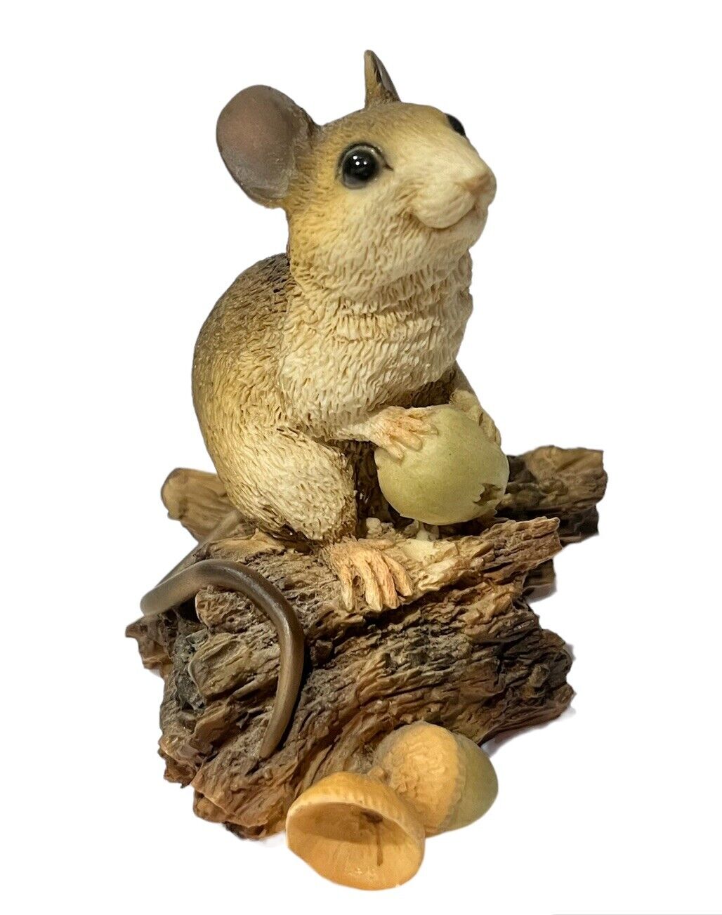 Castagna Mouse with Acorns Standing on Log Sculpture Italy 1988 Rare Figurine