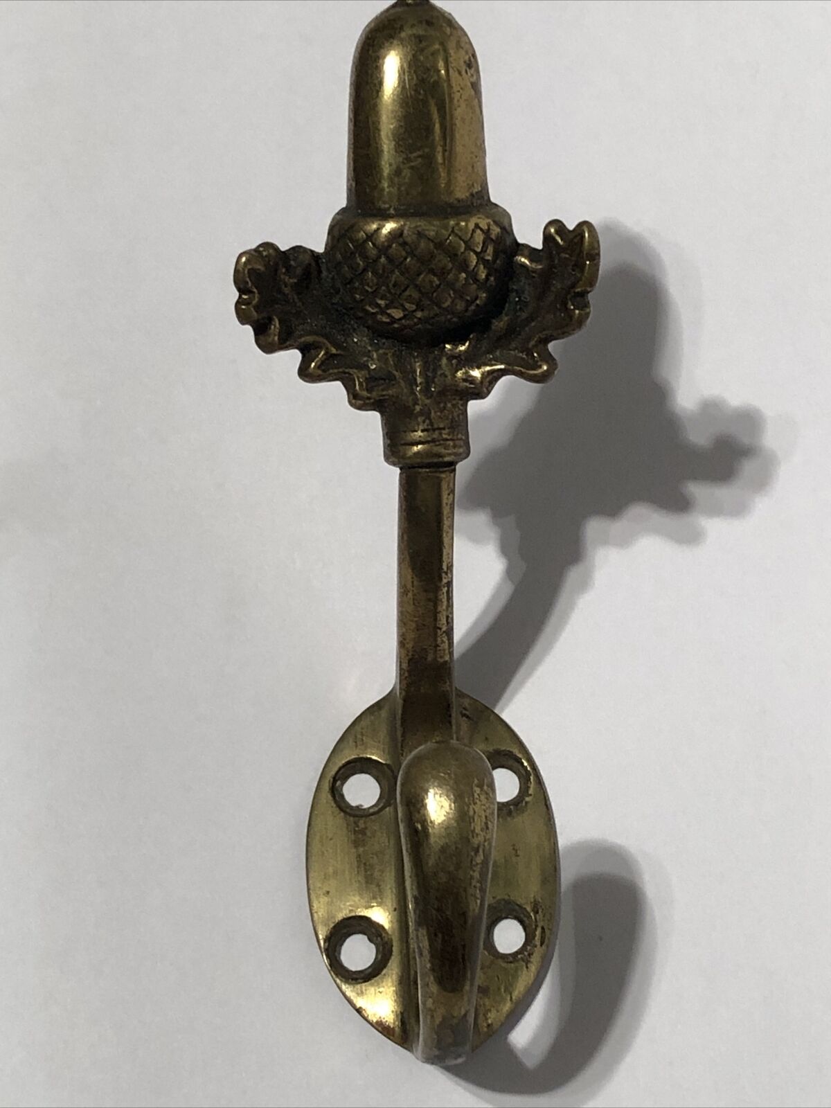 Vintage Solid Brass Arts & Crafts Style Acorn Shaped Hook