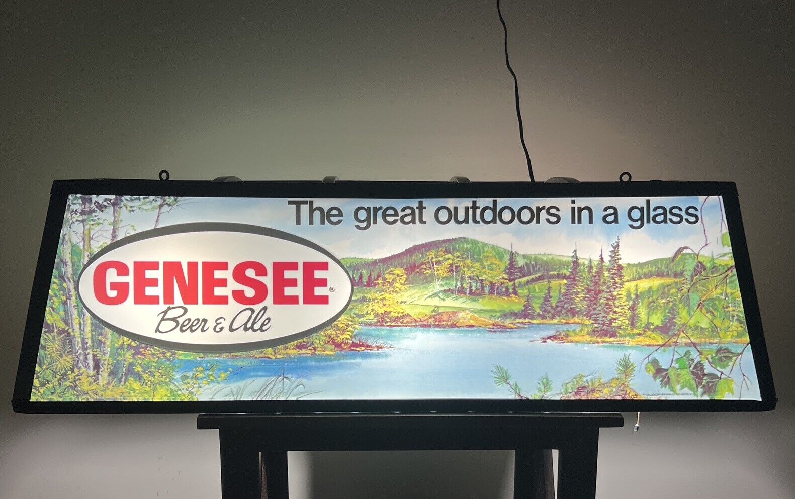 RARE Genesee Beer & Ale “The Great Outdoors In A Glass” Pool Table Hanging Light