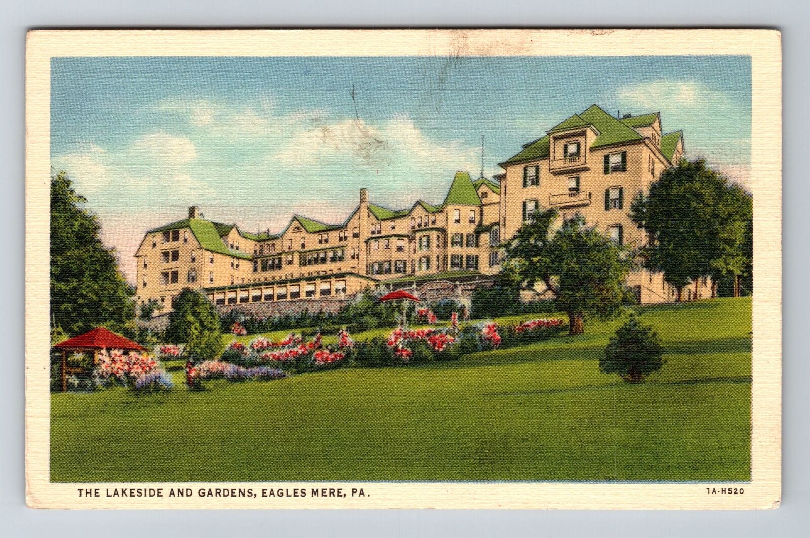 Eagles Mere PA-Pennsylvania, The Lakeside & Gardens Vintage Souvenir Postcard