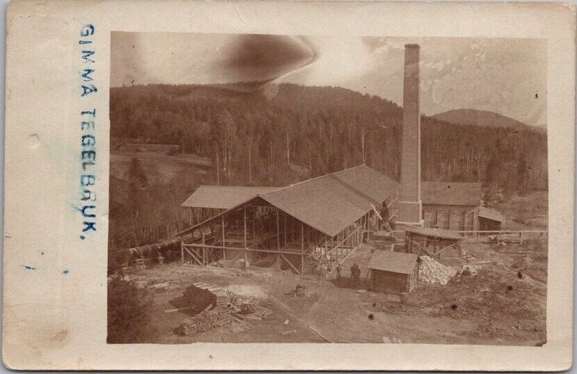 c1910s Real Photo RPPC Postcard Bird's-Eye View of Lumber Mill / Plant - Europe