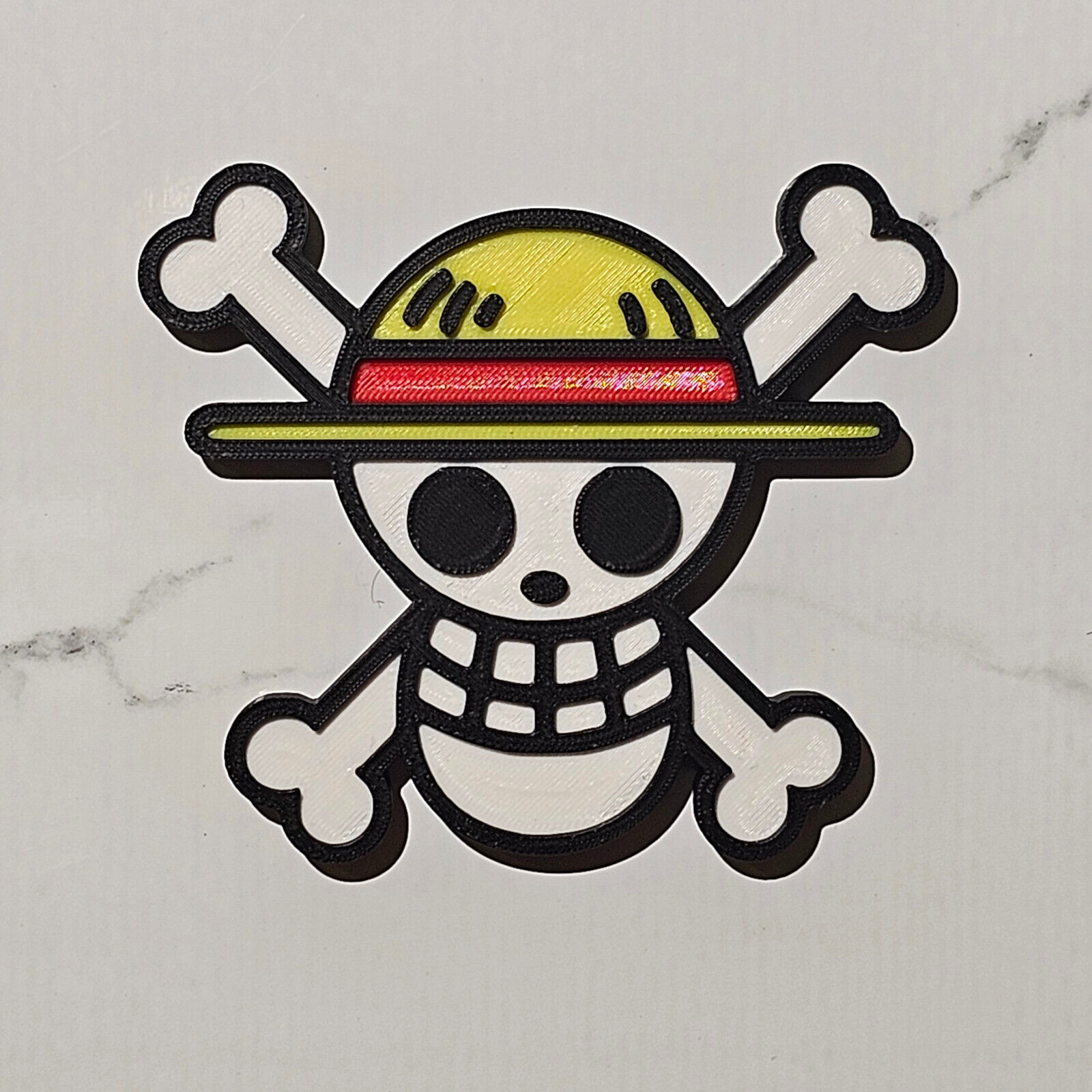 One Piece 3D Printed Magnet/Keychain, Straw Hat Pirates Jolly Roger Logo