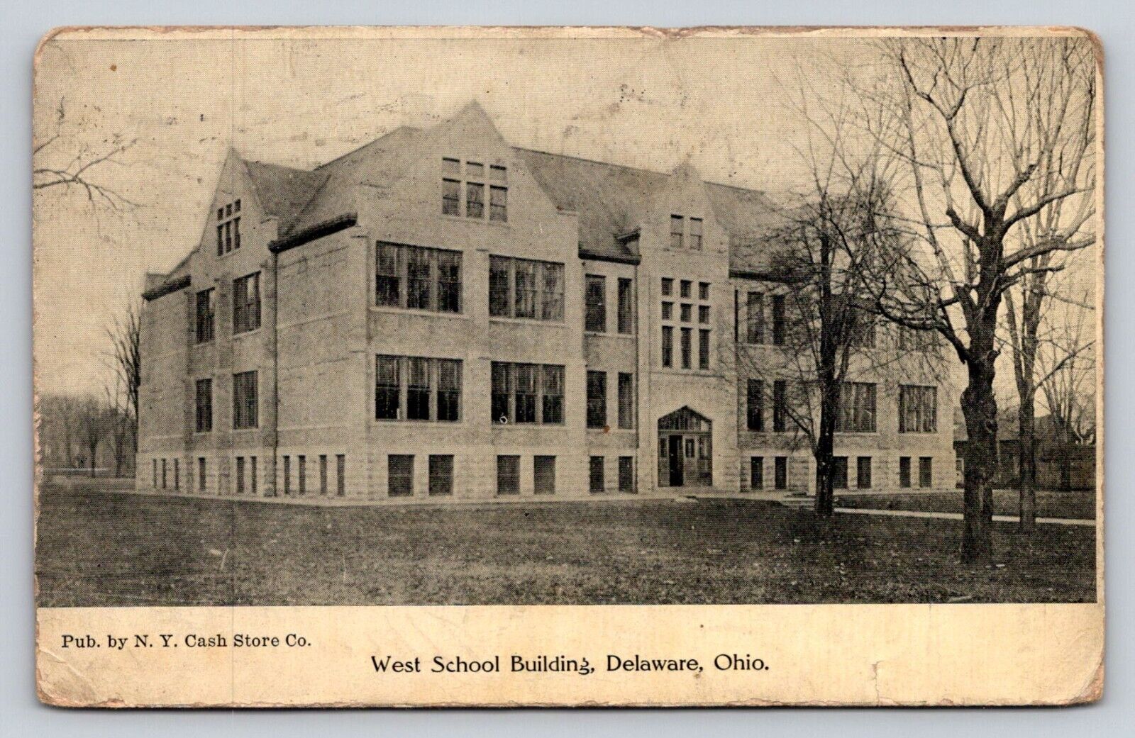 c1910 West School Building Delaware Ohio P624