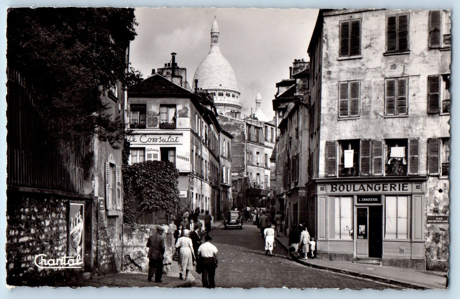 Paris France Postcard Norvino Street Basilica of Sacre-Coeur 1953 RPPC Photo