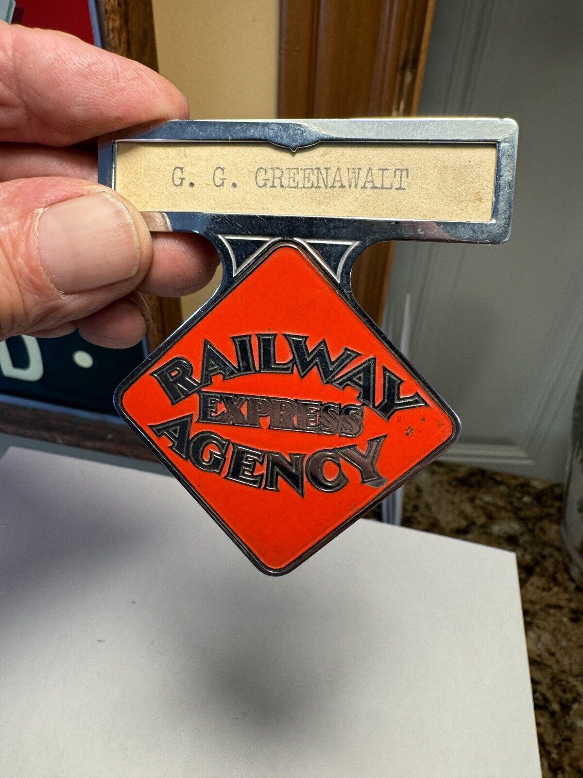 Rare Vintage RAILWAY EXPRESS AGENCY Name Badge #354 - Railroad REA