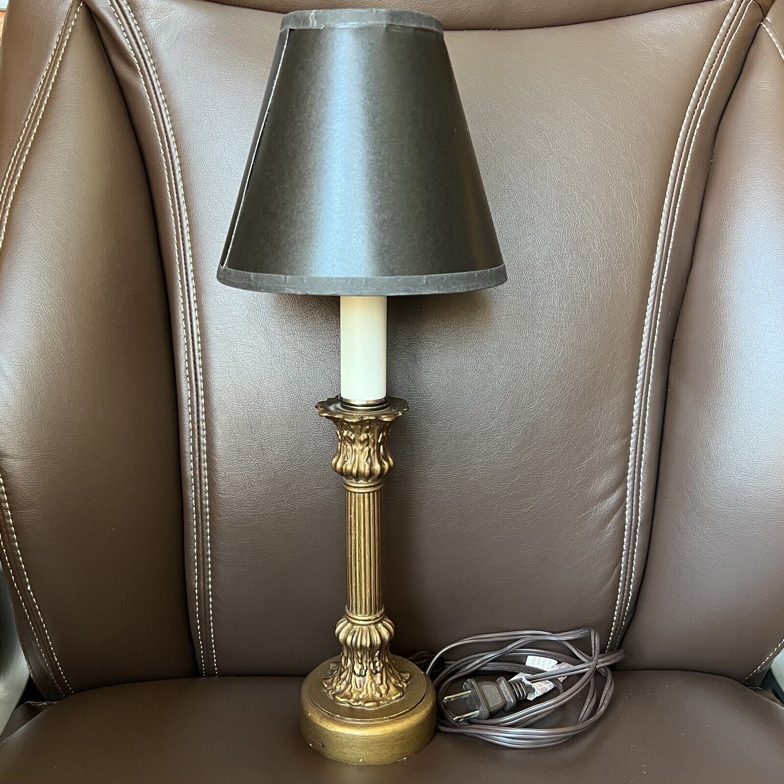 Vintage Table Desk Night Lamp Crafters Lexington NC Gold Interior Lamp Shade