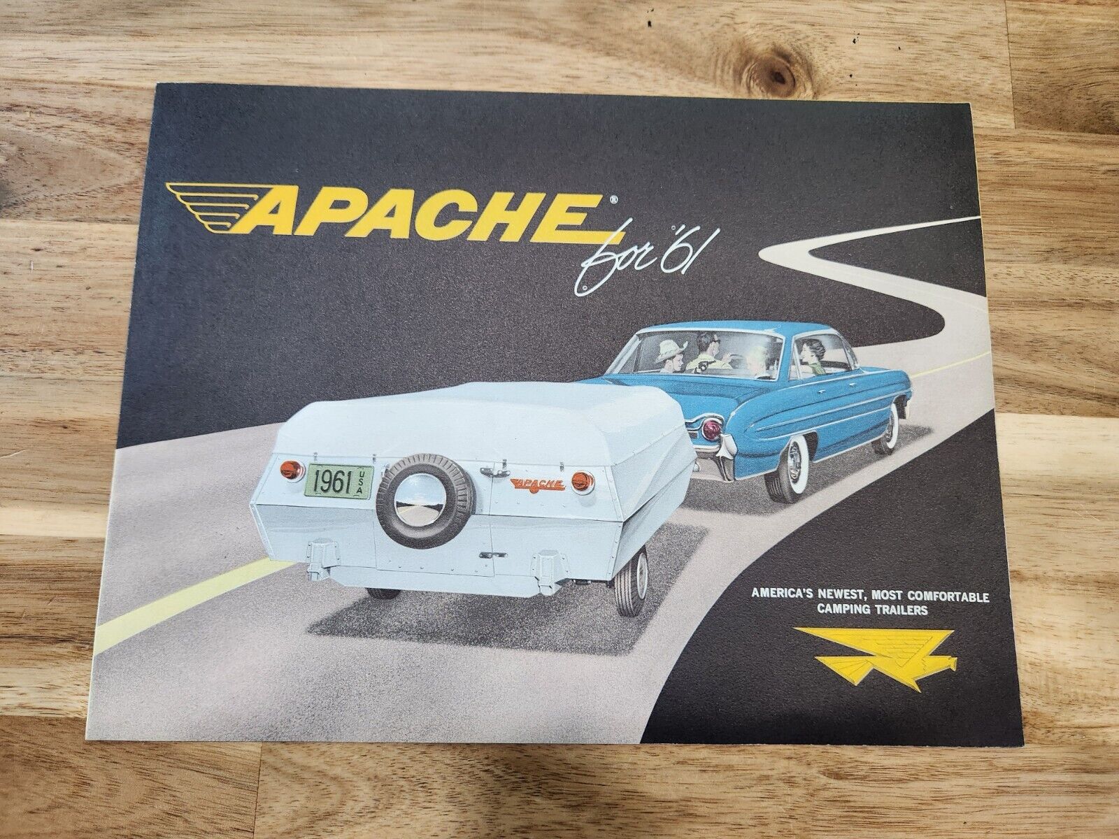 Vintage 1961 Apache Pop Up Trailer Camper Sales Ad Brochure Travel