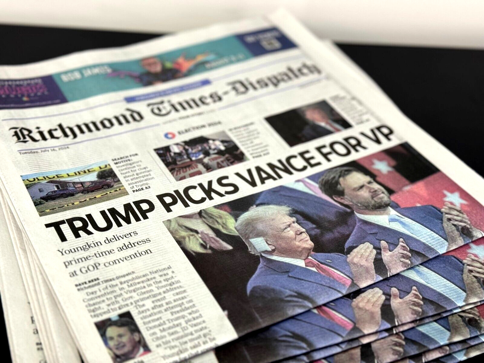 Donald Trump Picks Vance For VP Headlines Newspaper - Richmond Times Dispatch