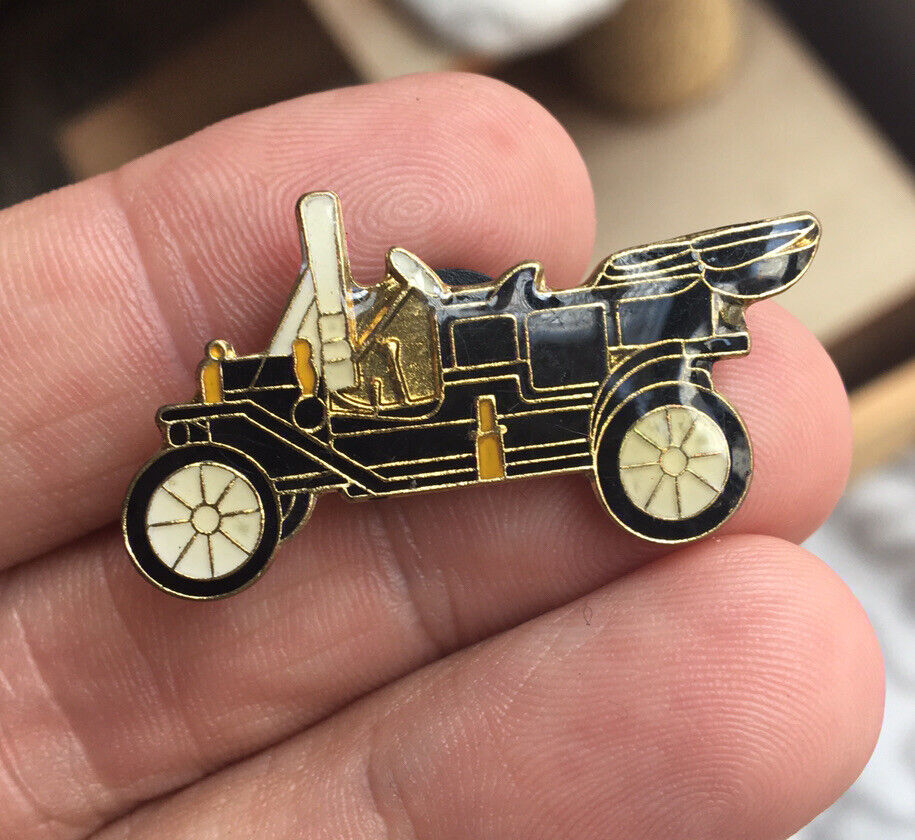 Antique Car enamel pin NOS vintage jalopy vehicle automobile hat lapel bag 80s 