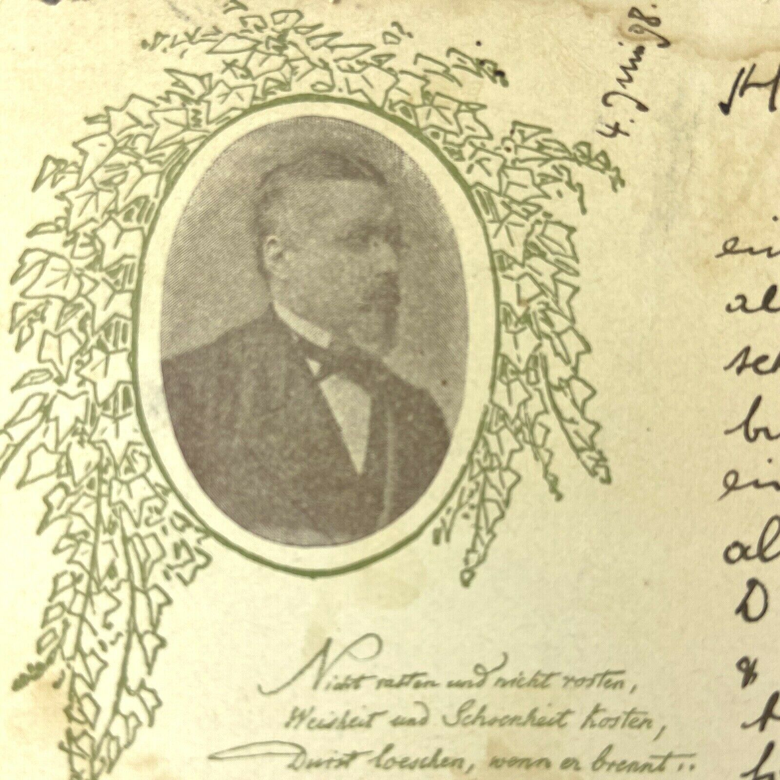 c1898 Poet Joseph Victor von Scheffel Art Postcard Artist Sign PC Paint Stamped