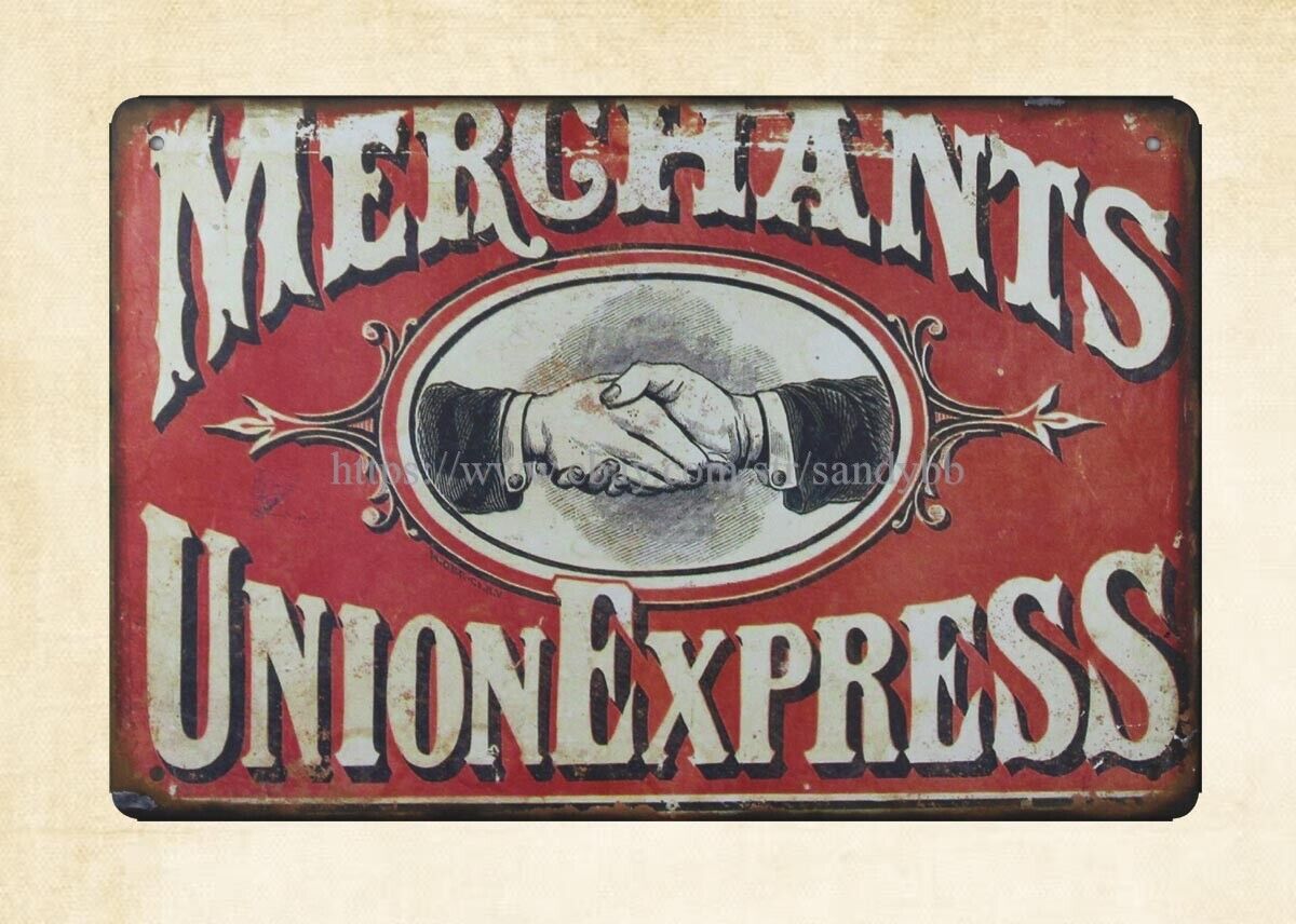 collectible wall decor Merchants Union Express metal tin sign