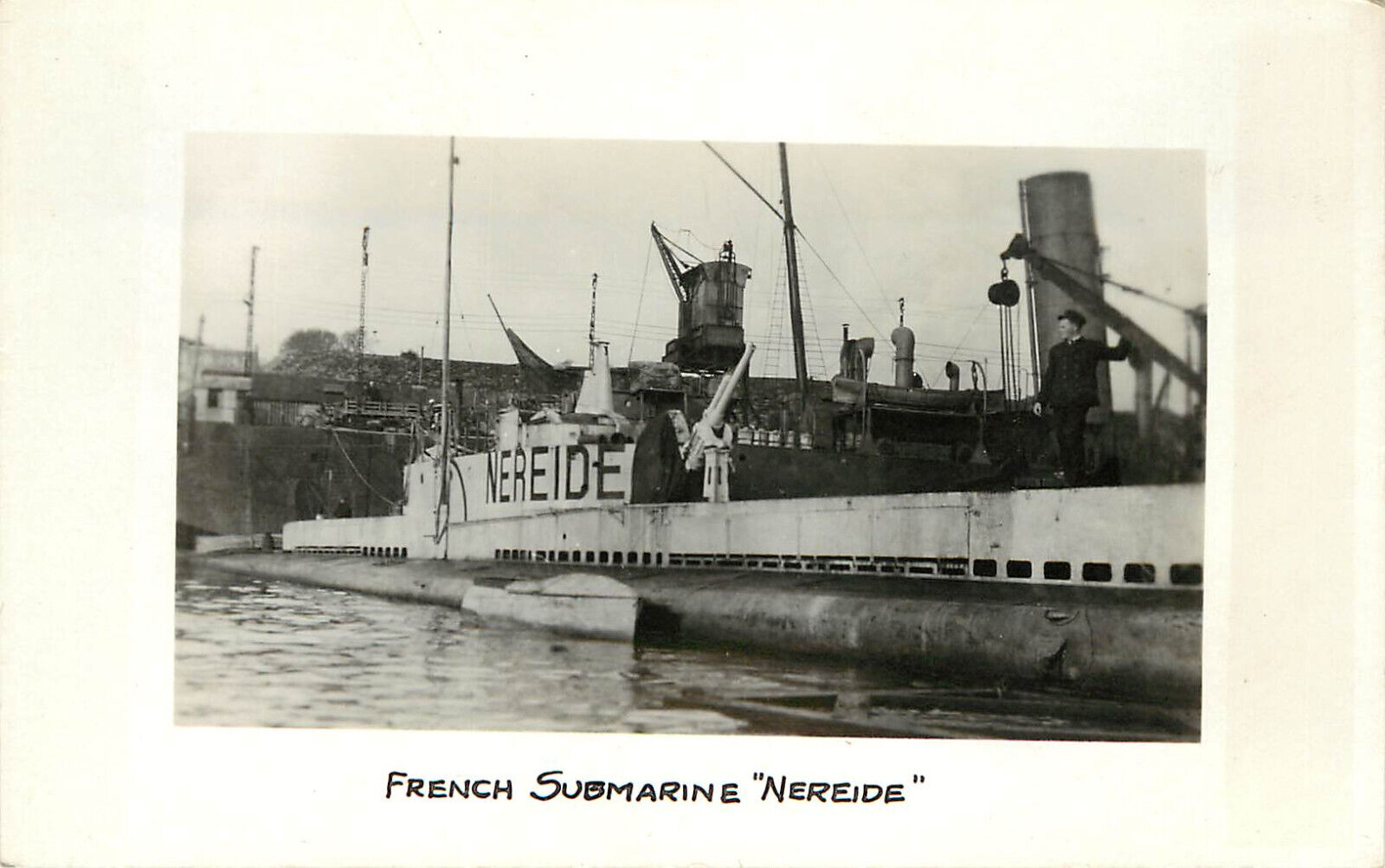 RPPC Postcard French Submarine Nereide Q93 WWI Gustave Zédé-class