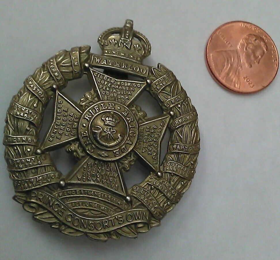 1937-1956 WWII era RIFLE BRIGADE Cap badge ENGLAND WATERLOO  Flanders France