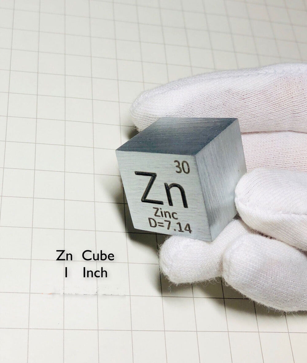 1pcs 25.4mm 99.99% Zn Cube Zinc Metal Cube Pure for Element Collection 115g 1 in