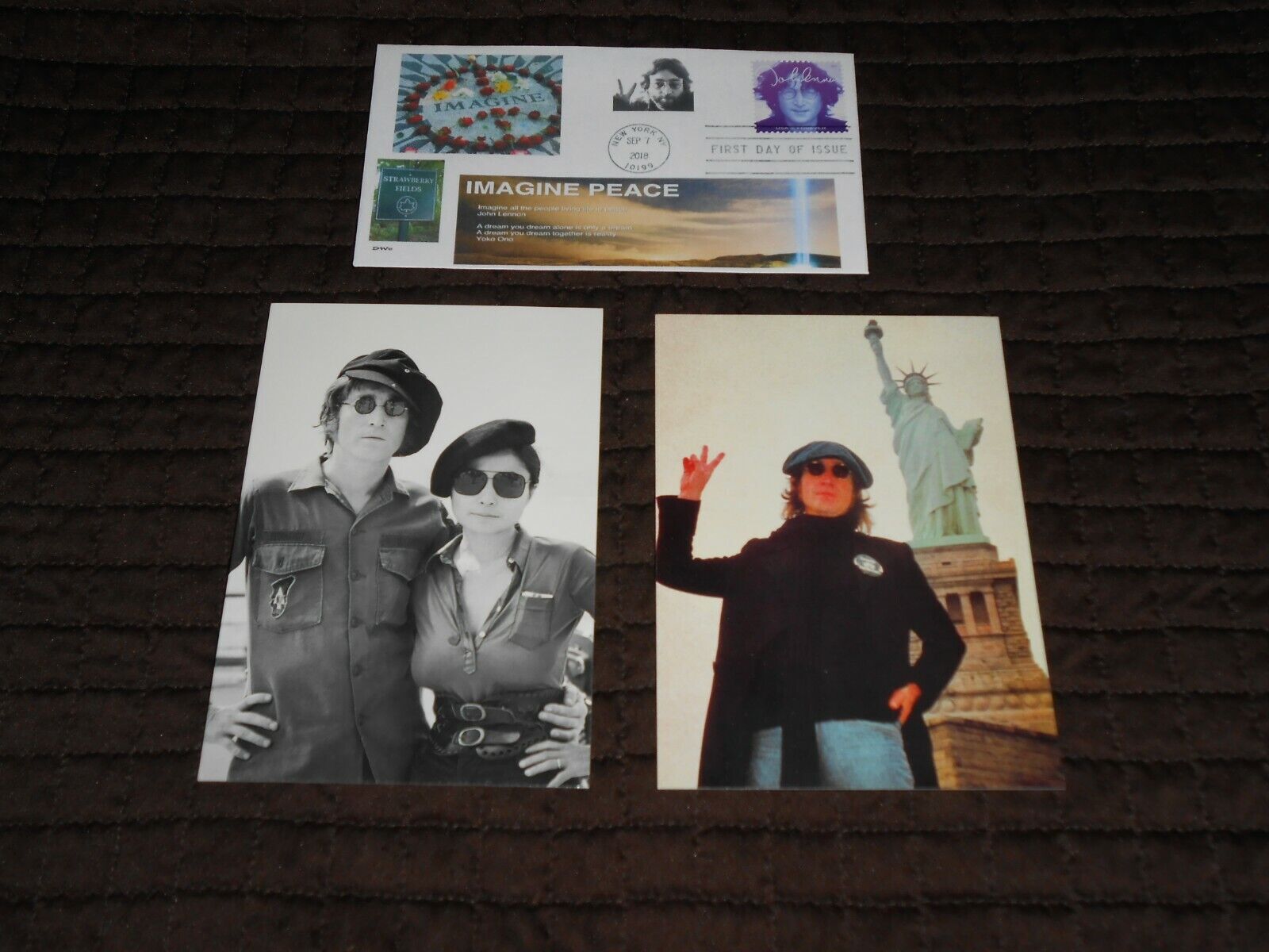 JOHN LENNON & YOKO ONO POSTCARDS+JOHN LENNON  #5314 FDC W/ IMAGINE PEACE CACHET
