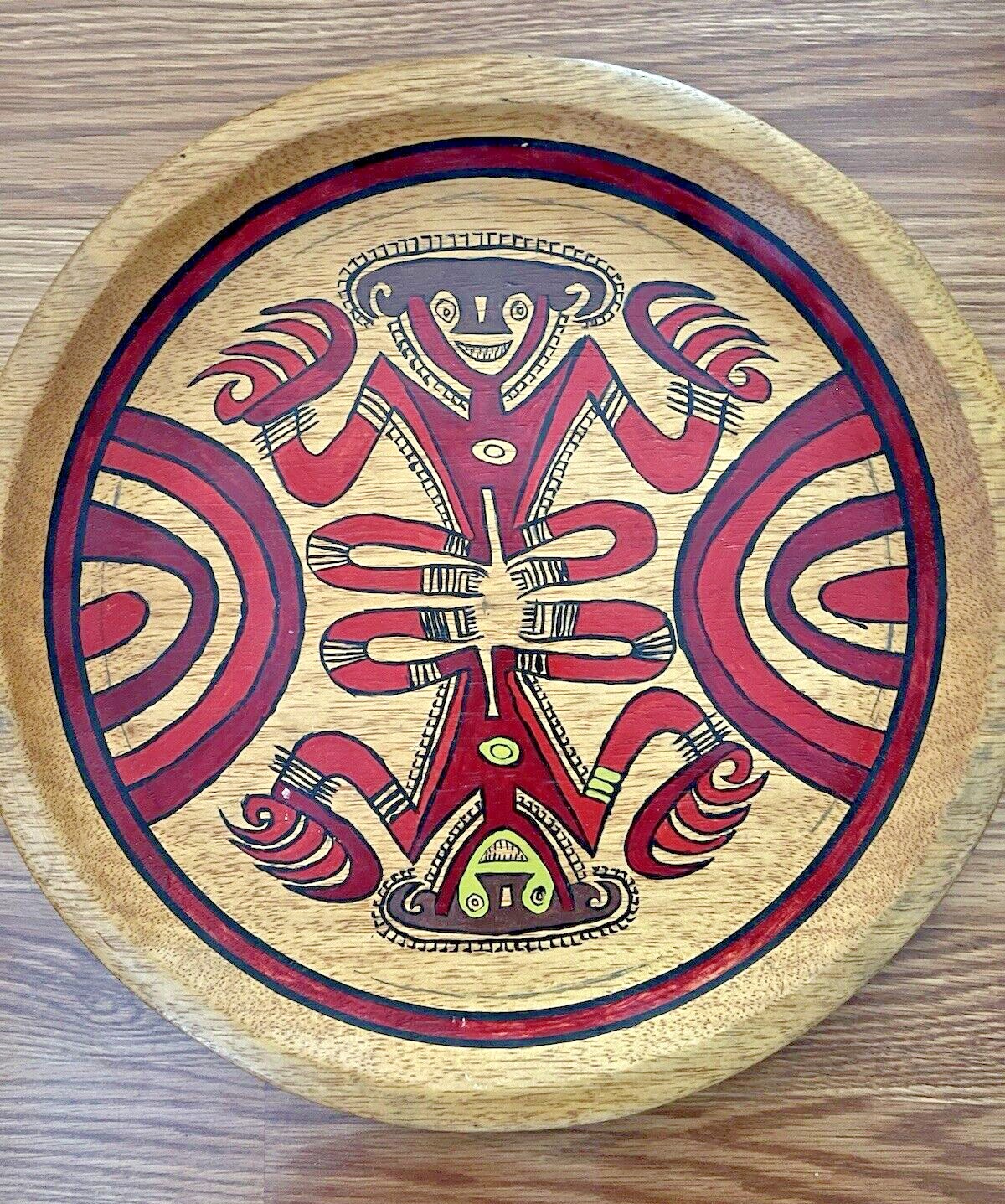 Vintage “Turtle God” Hand Painted Wooden Tray/Wall Decor (Made in Panama) 