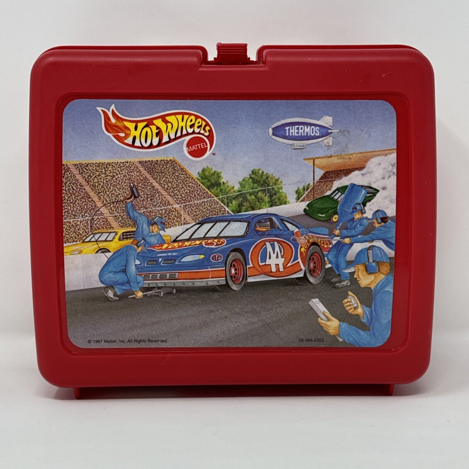 HOTWHEELS  - Vintage 1997 RED PLASTIC LUNCHBOX with BOTTLE