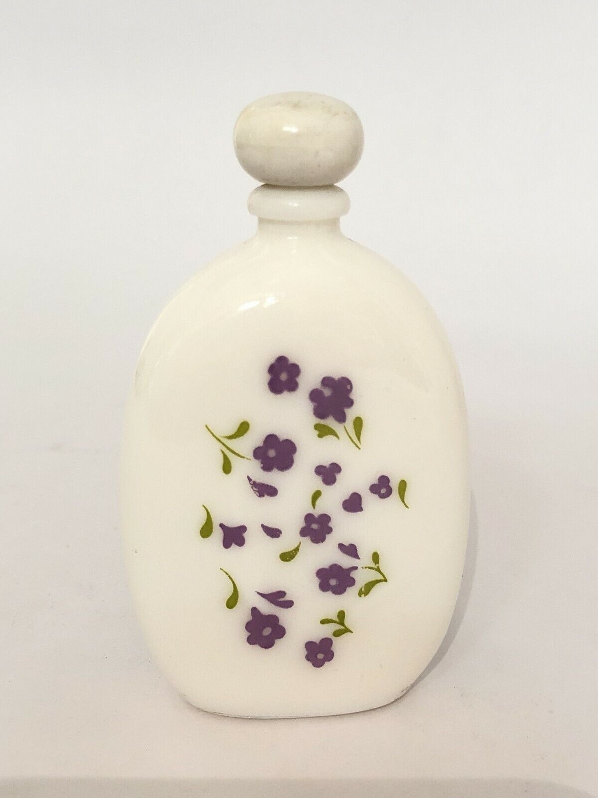 Vintage Old Milky Glass Beautiful Flower Design Avon Perfume Bottle. G14-141 