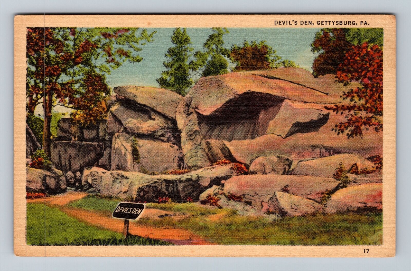 Gettysburg PA-Pennsylvania, Devil's Den Vintage Souvenir Postcard