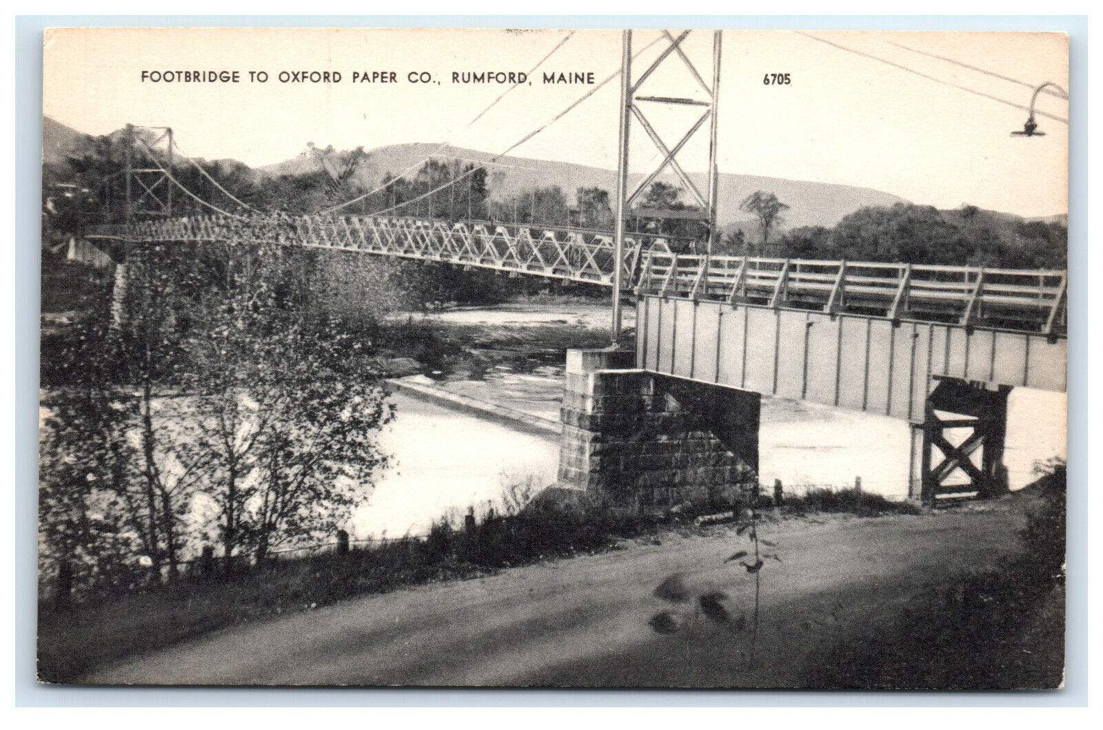 Postcard Footbridge to Oxford Paper Company, Rumford, Maine ME B16