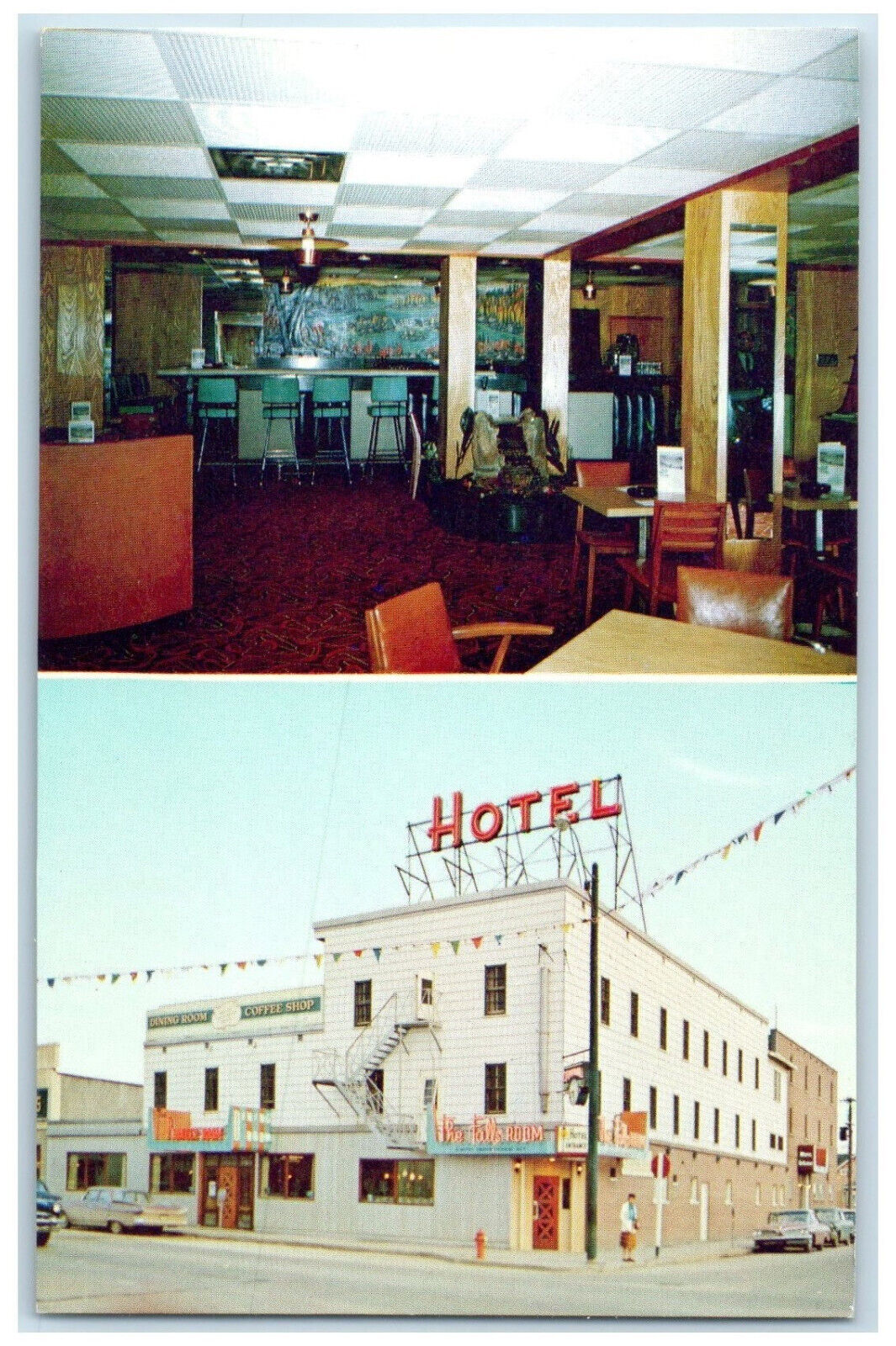 c1960s Falls Room Central Hotel Dryden Ontario Canada Multiview Vintage Postcard