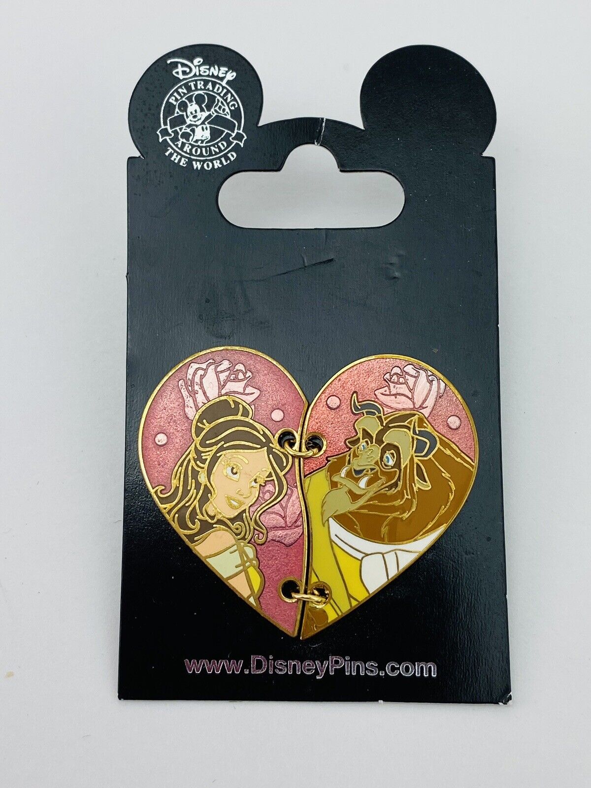 Disney Parks Beauty And The Beast Two Piece Heart Pin 