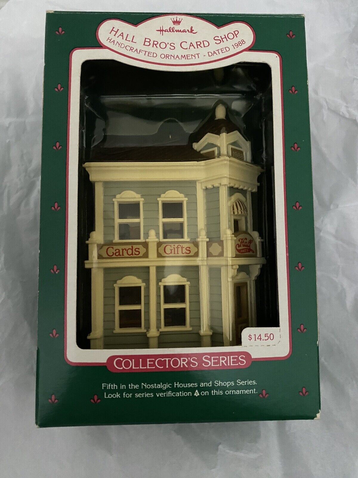 Vintage 1988 Hallmark Hall Bros Card Shop #5 in the Series Christmas Ornament