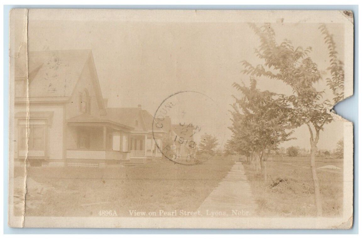 1912 Pearl Street Residence Home View Lyons Nebraska NE RPPC Photo Postcard