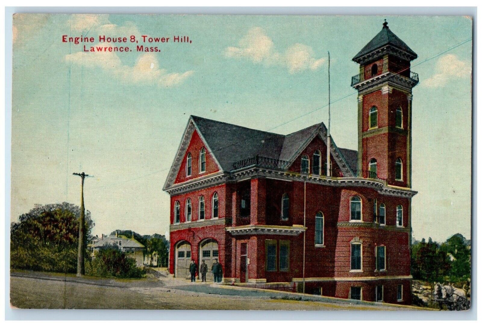 c1910\'s Engine House 8 Tower Hill Lawrence Massachusetts MA Antique Postcard