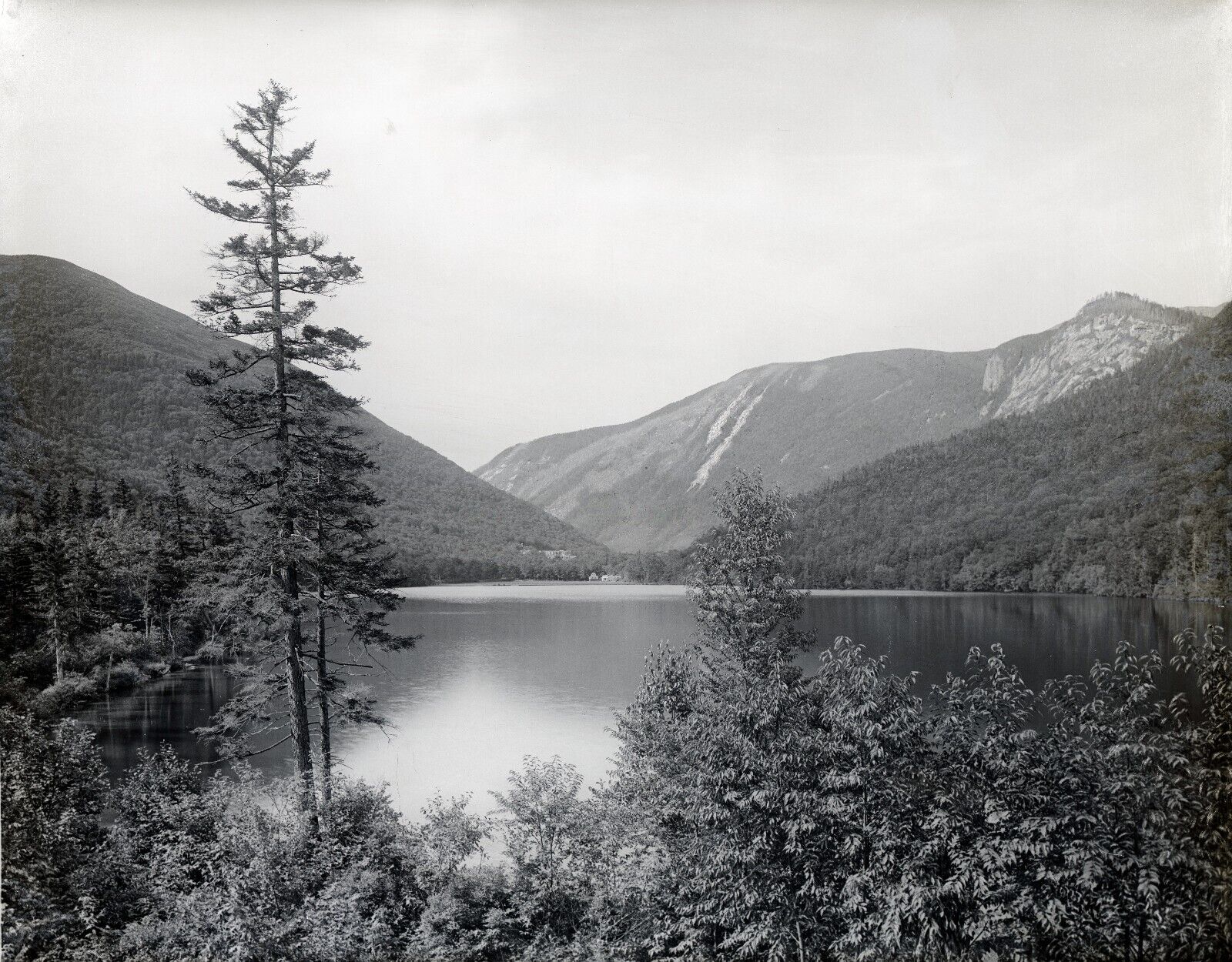 Stunning Vintage Original Glass Plate Negative (8X10) Mountain Lake Scene