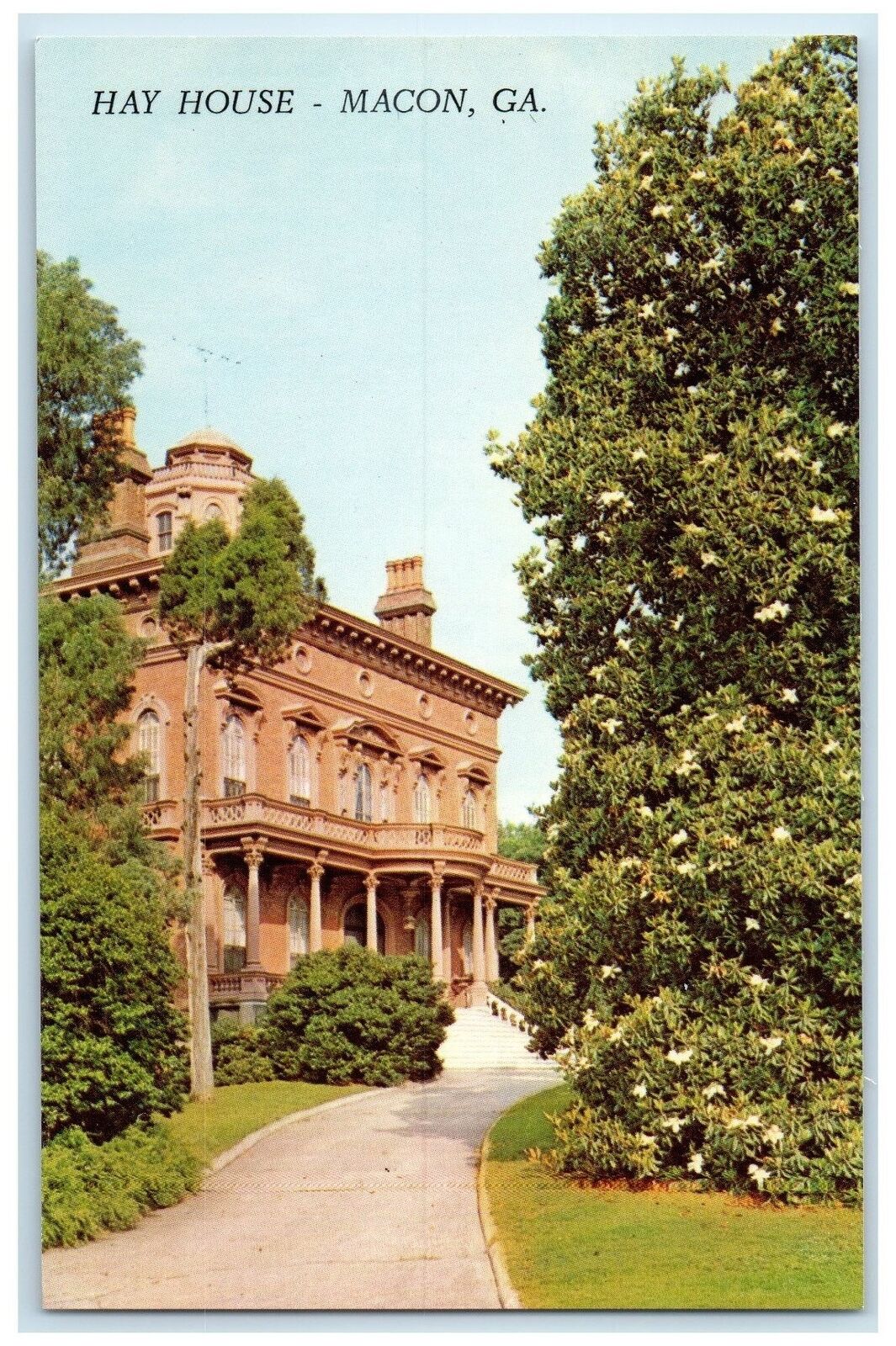 c1950\'s Hay House Building Road To Entrance Stairs Macon Georgia GA Postcard