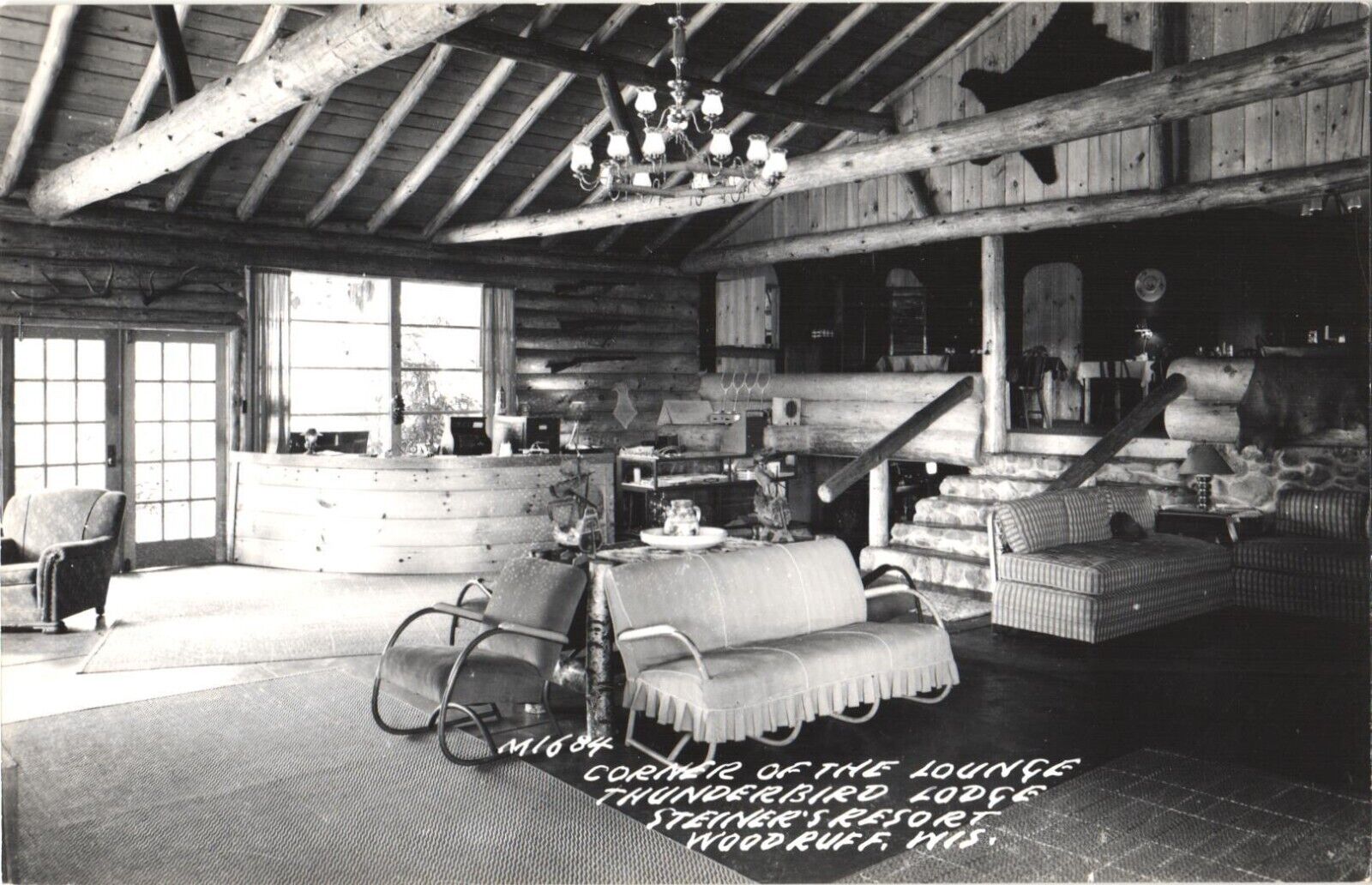 Corner of The Lounge, Thunderbird Lodge, Steiner\'s, Woodruff, WI, Postcard