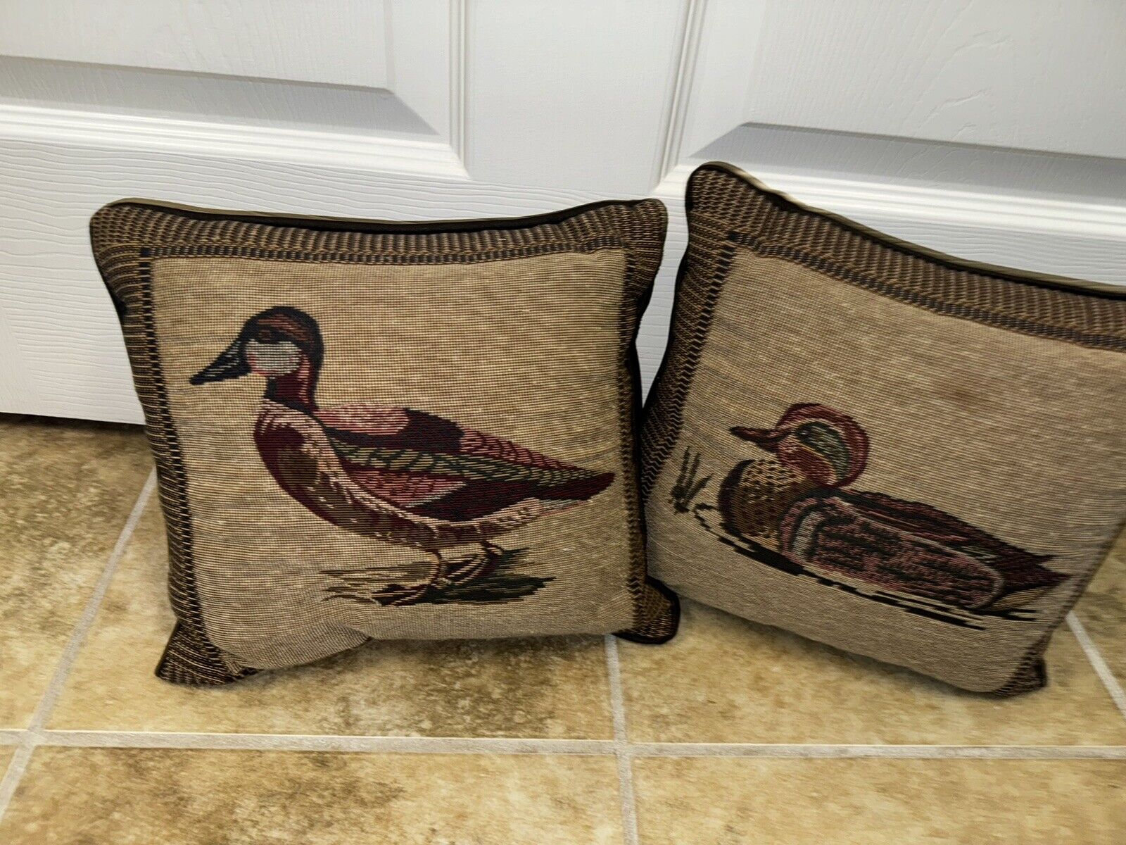 Vintage Embroidered Duck Pillows