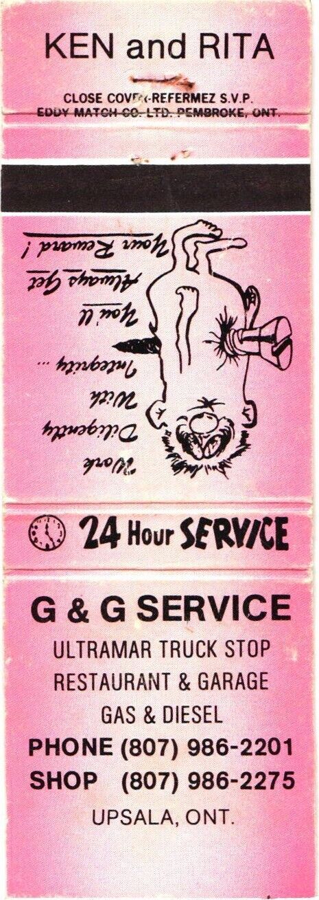 G & G Service, Ultramar Truck Stop, Restaurant & Garage Vintage Matchbook Cover