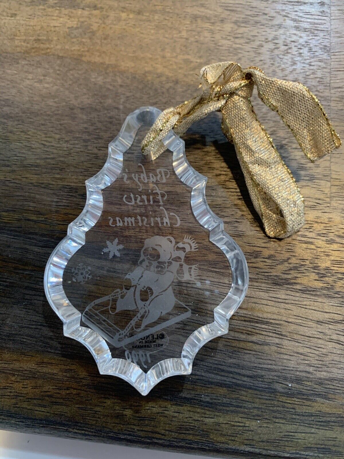 Vintage Lenox Crystal Baby’s First Christmas Ornament 1990s Holiday Hanging 