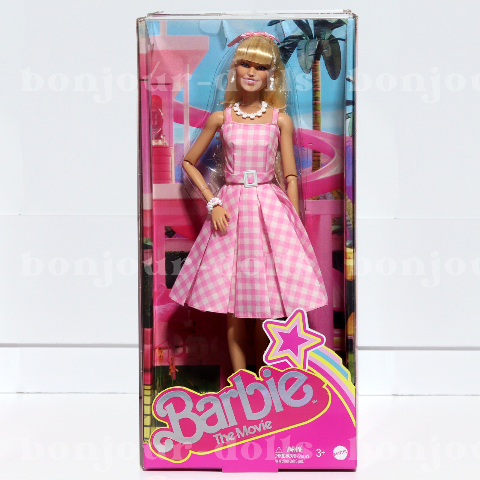 Barbie The Movie - Margot Robbie as Barbie in Pink Gingham Dress Doll - HPJ96