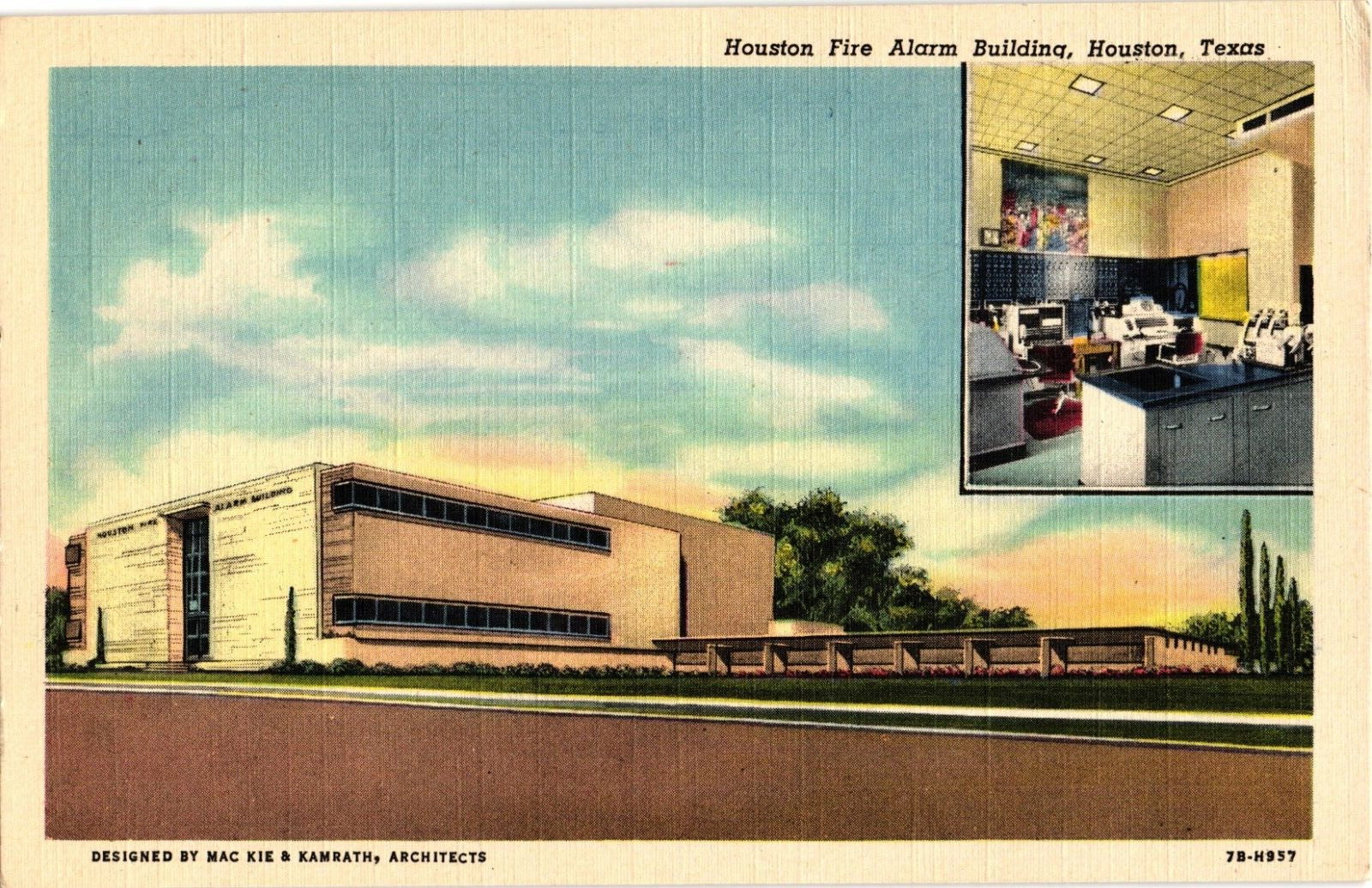TEXAS Houston Civic Center Fire Alarm Building TX Vintage Postcard