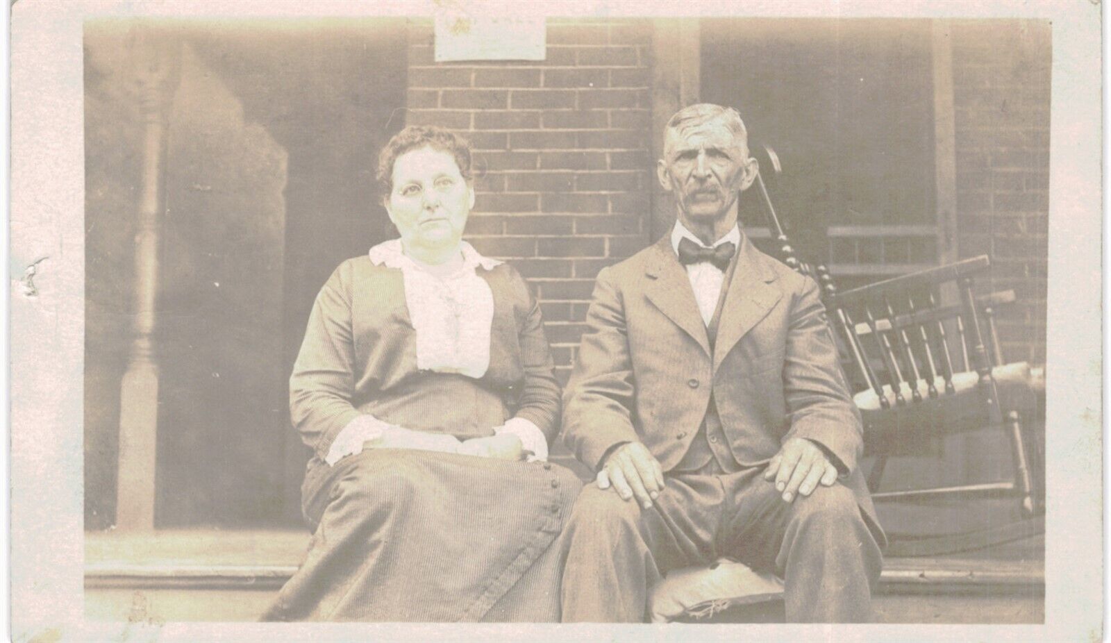 Real Photo RPPC of Couple Sitting On A Porch 1910 