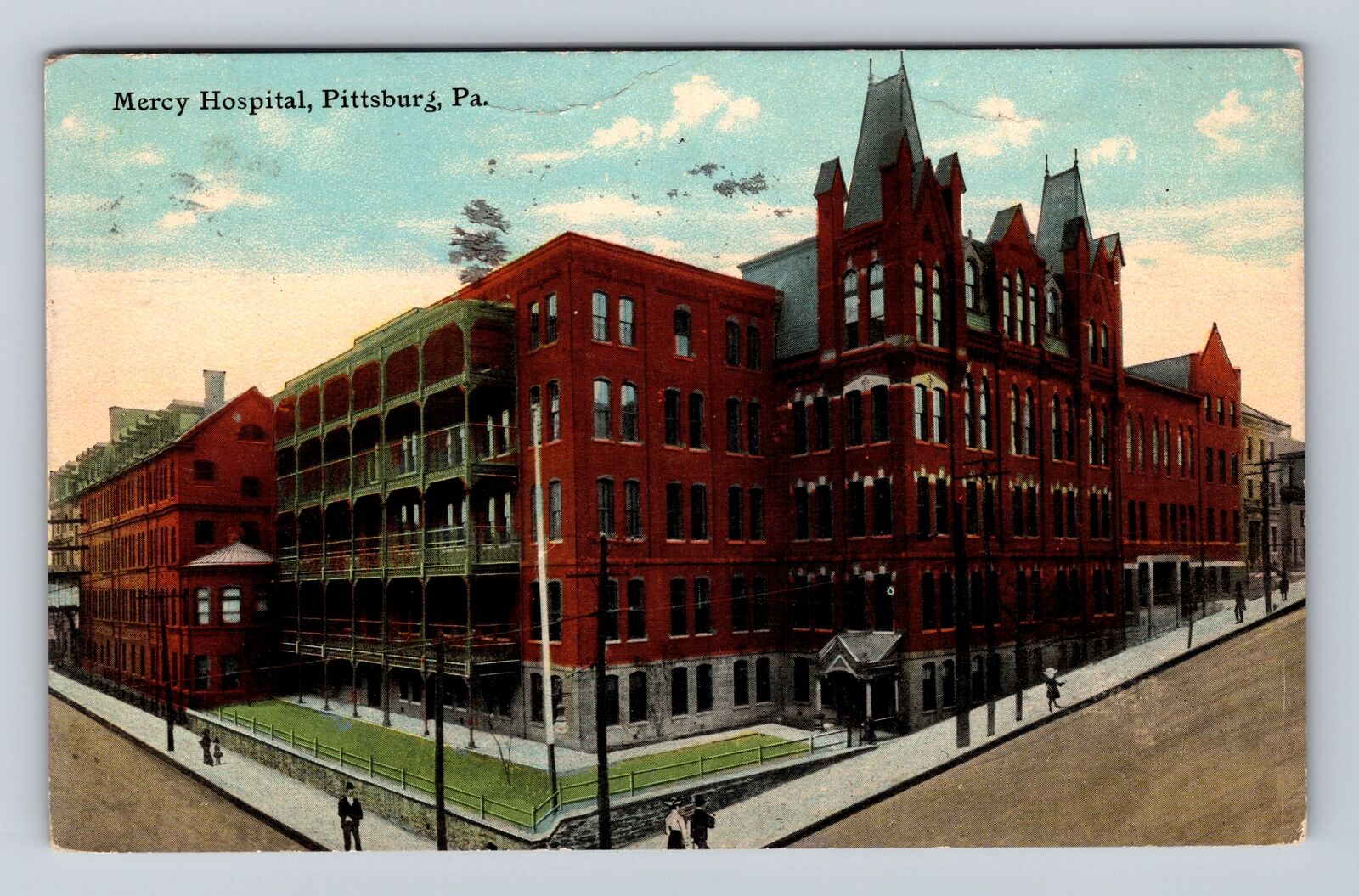 Pittsburgh PA-Pennsylvania, Mercy English, Antique, Vintage c1912 Postcard