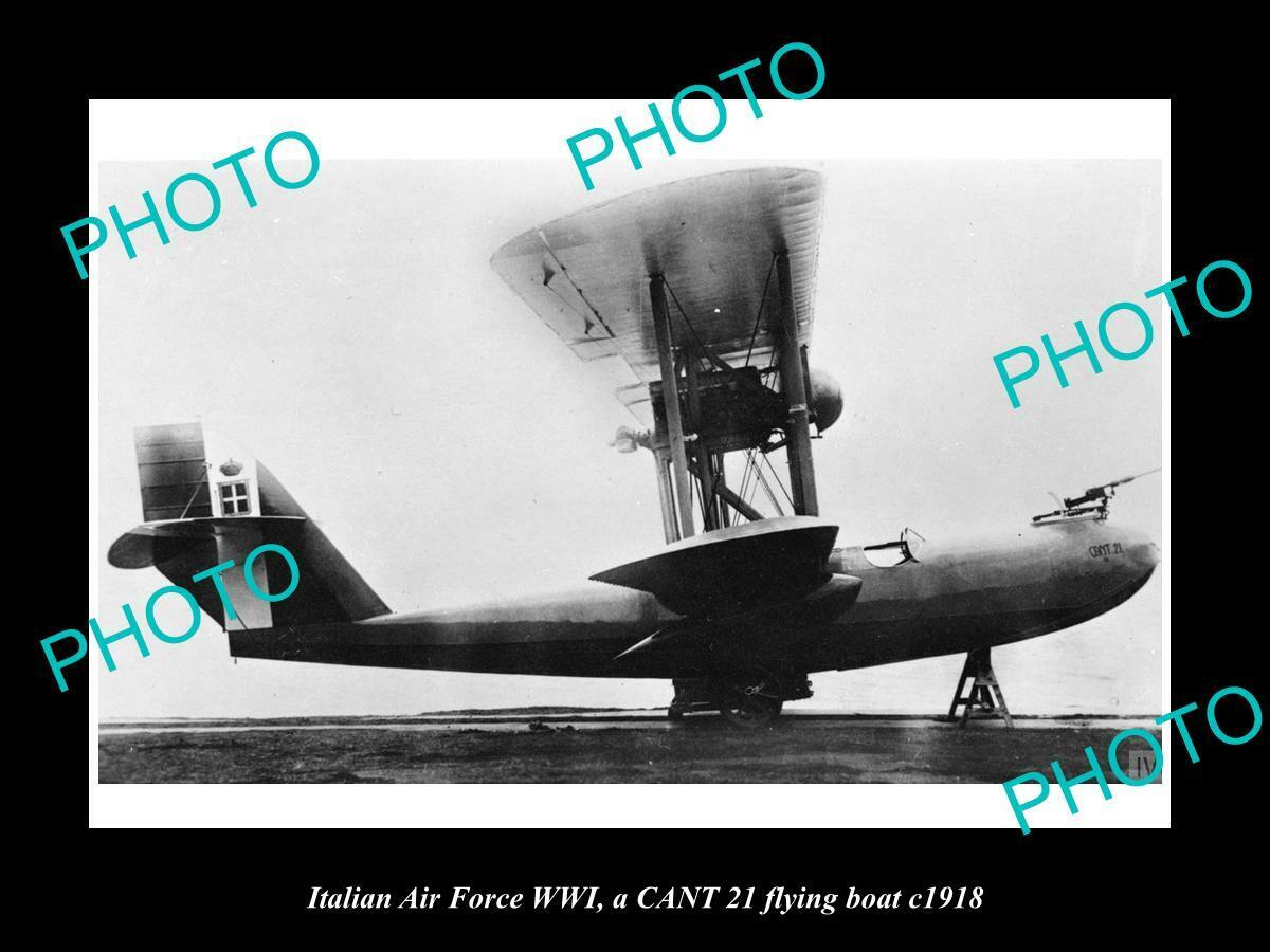 OLD 6x4 PHOTO ITALIAN AIR FORCE WWI AEROPLANE, CANT 21 FLYING BOAT c1918