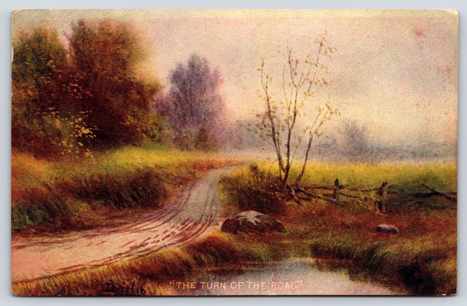 The Turn of the Road Vintage Postcard